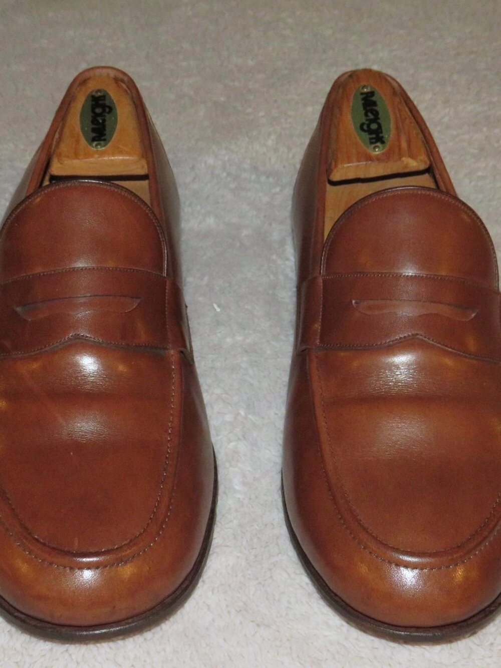 E. Vogel Bespoke Brown Calf Leather Half Strap Penny Loafers 11 EE